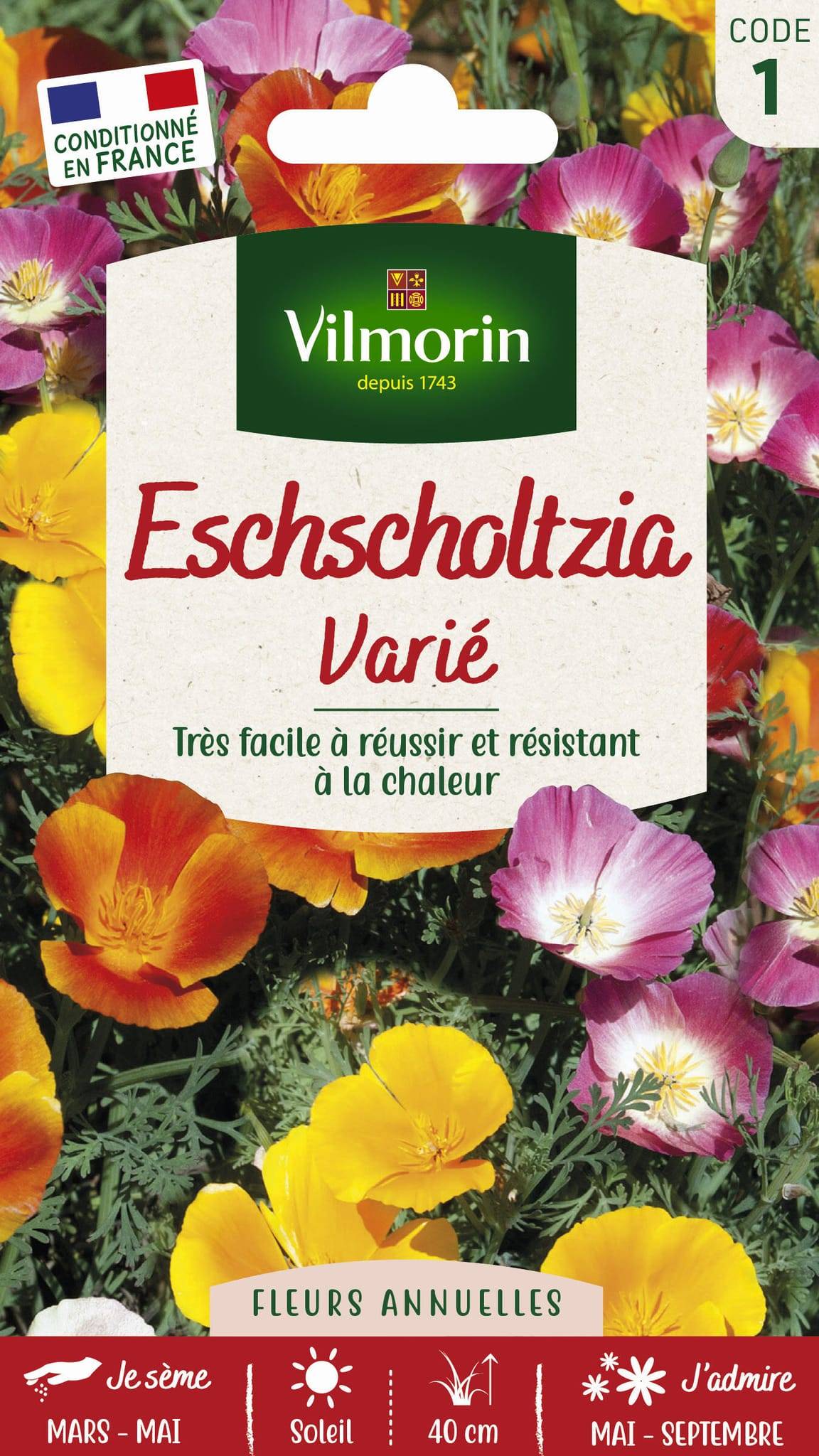 Vilmorin - Eschscholtzia de Californie varie série 1 sachet graines 1,5 g - Vilmorin - Image 1