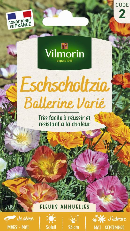 Vilmorin - Eschscholtzia de Californie ballerine varie série 2 sachet graines 1 g - Vilmorin - Image 1