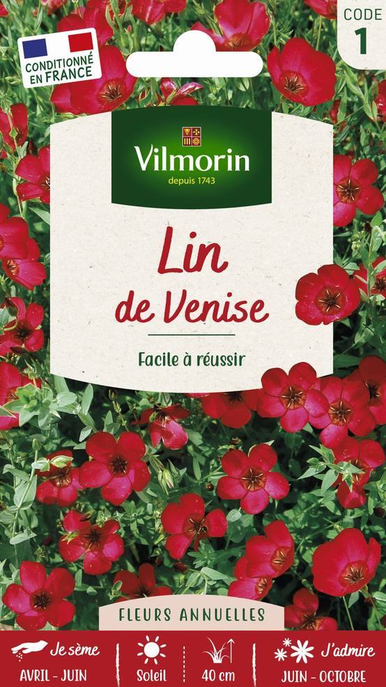 Vilmorin - Lin de venise rouge série 1 sachet graines 3 g - Vilmorin - Image 1
