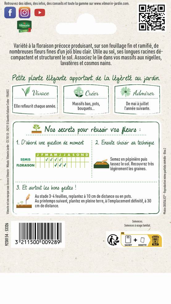 Vilmorin - Lin vivace bleu série 2 sachet graines 3 g - Vilmorin - Image 3