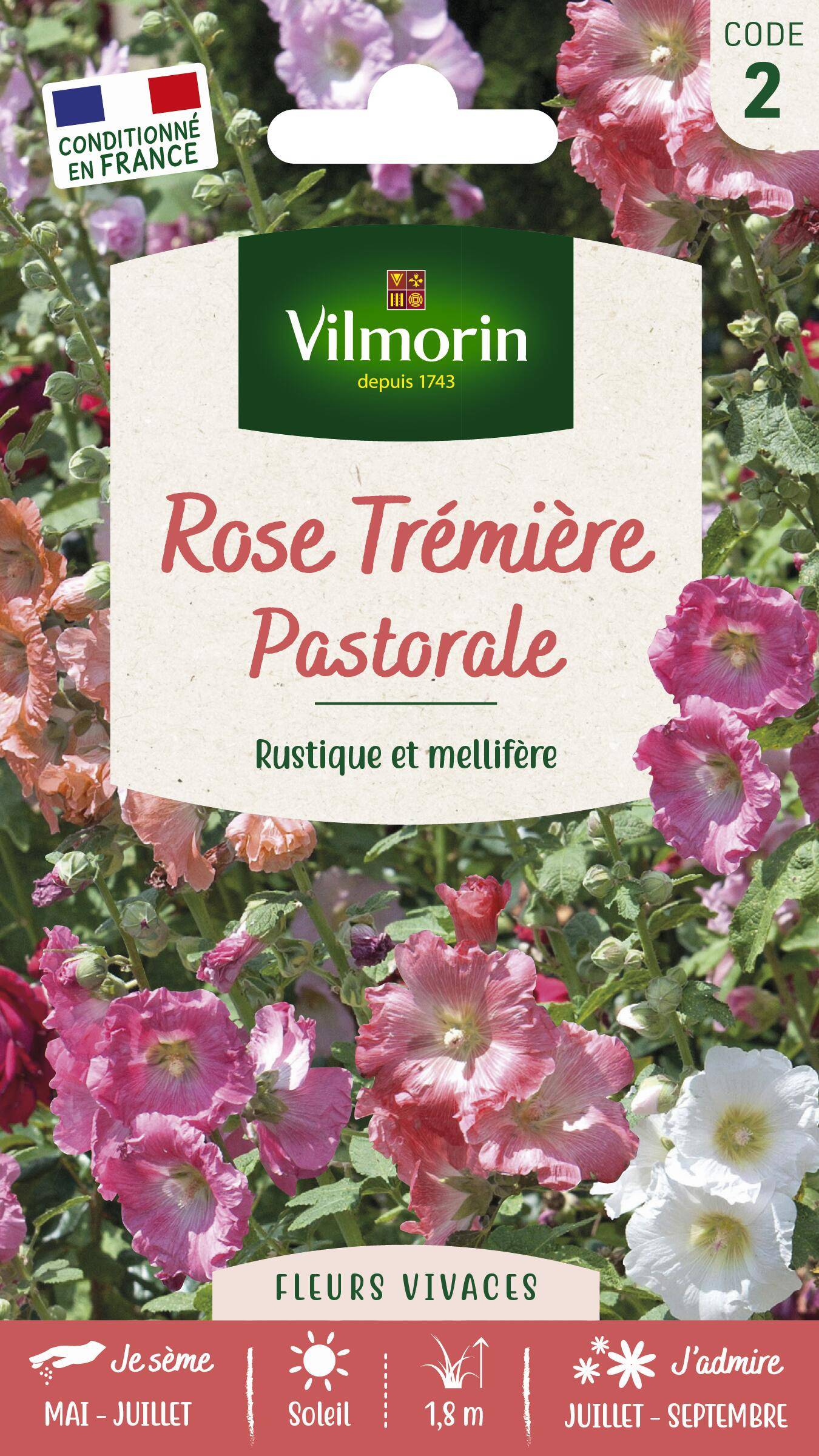 Vilmorin - Rose trémière pastorale pastel série 2 sachet graines 1 g - Vilmorin