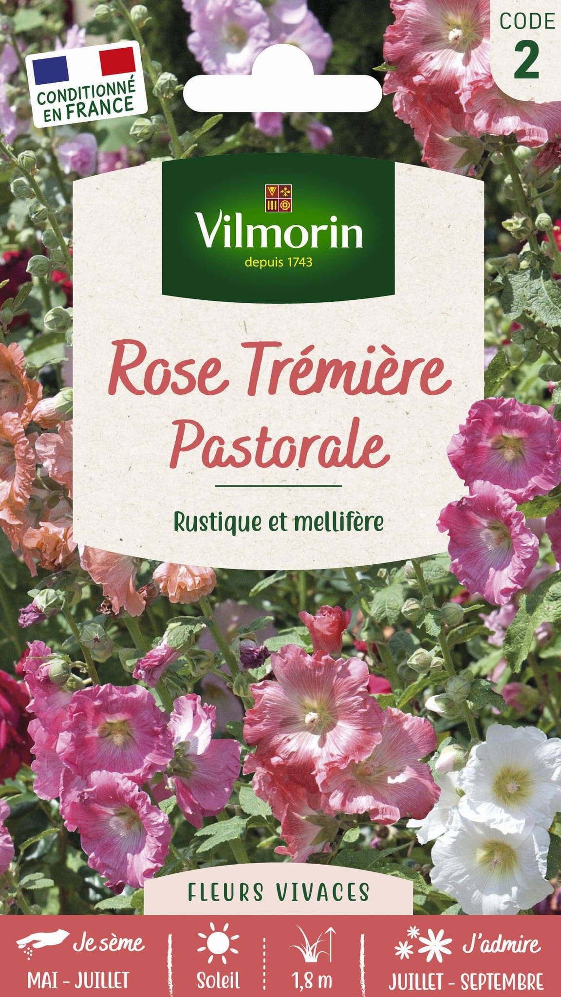Vilmorin - Rose trémière pastorale pastel série 2 sachet graines 1 g - Vilmorin