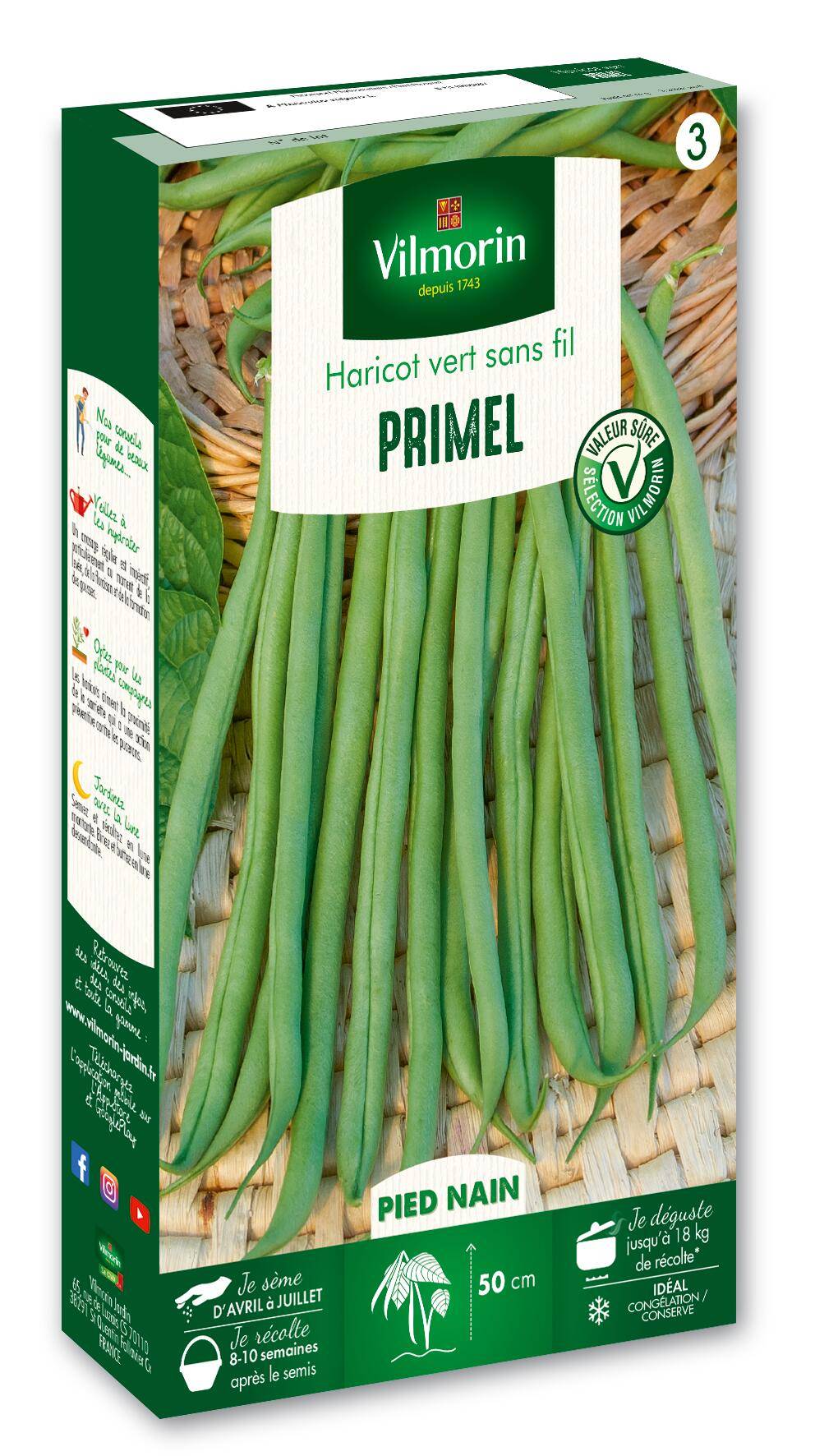 Vilmorin - Boîte de graines d'Haricot Nain Vert Primel - Série 2 - 200 g - VILMORIN - Image 1