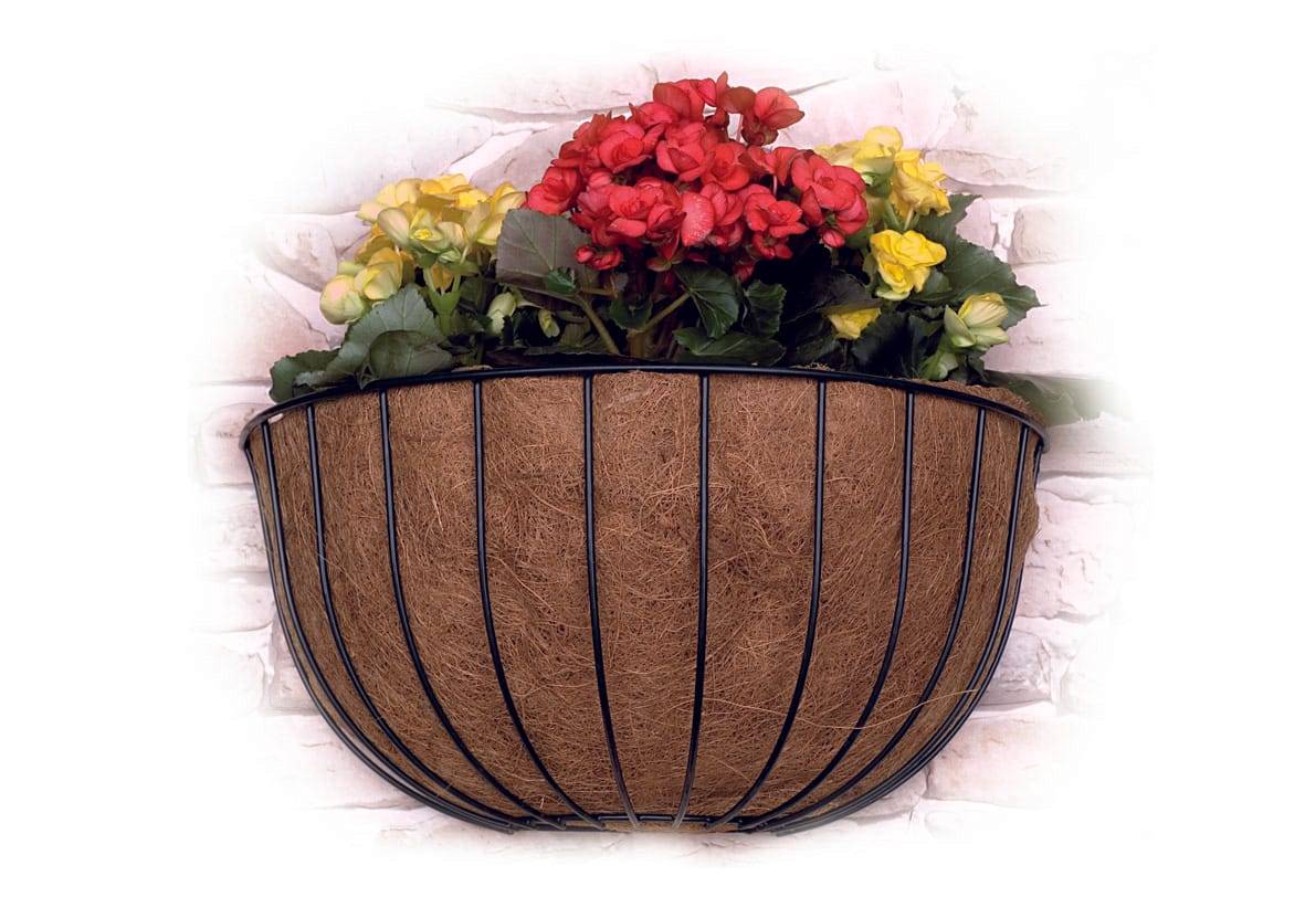 Cesta de pared de metal con relleno de coco dia 40cm