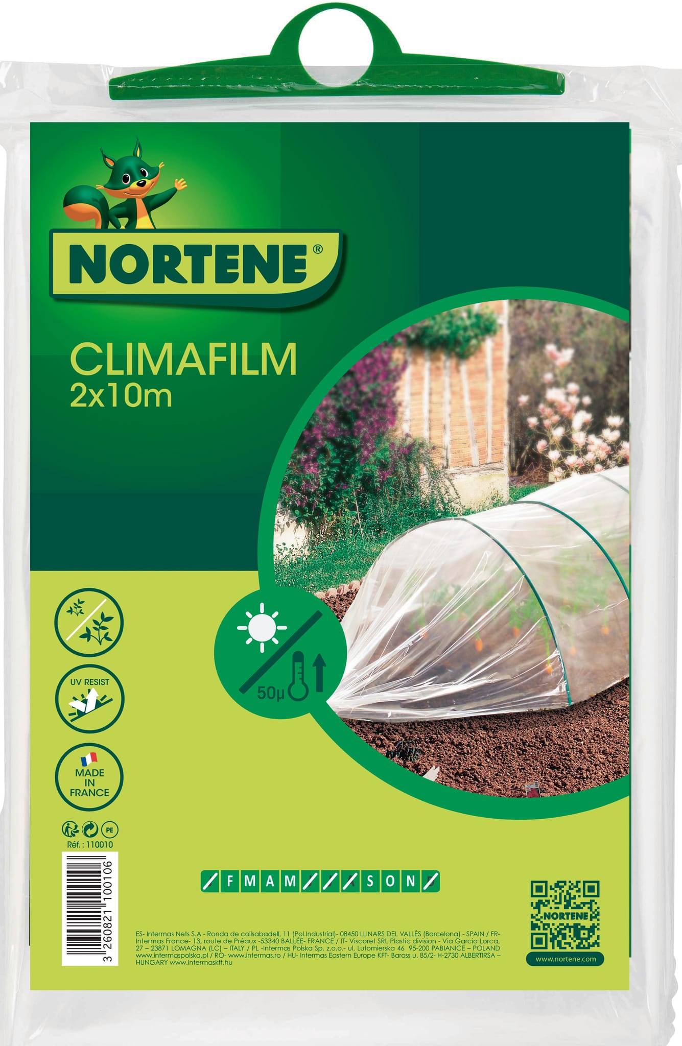 Nortène - Film de Forçage Spécial Primeurs Polyéthylène Transparent 2 x 10 m Ép. 50 µ - NORTENE - Imagen 2