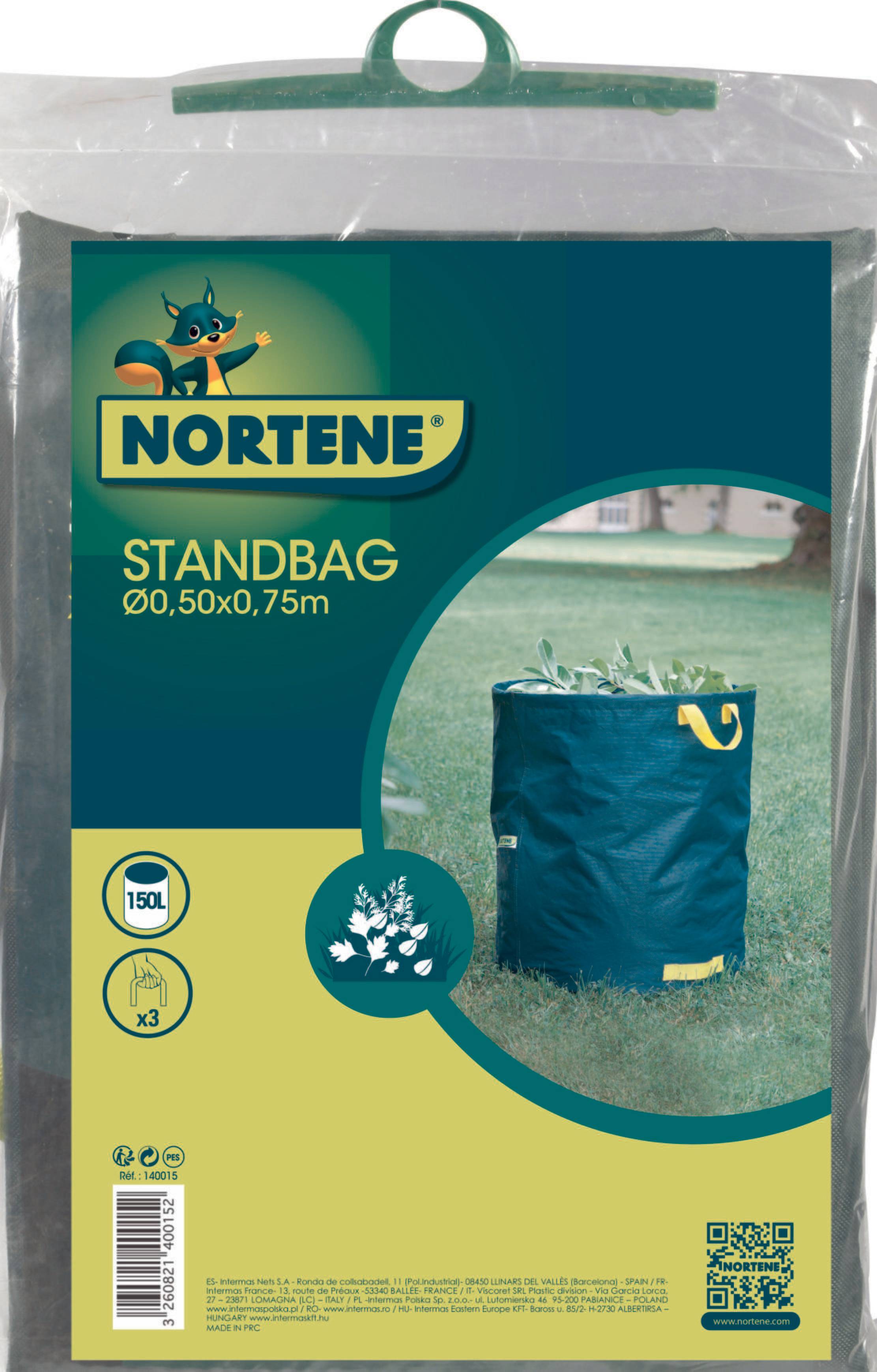 Nortène - STANDBAG  Sac déchets verts autostable avec poignéesVert 150L - Image 1