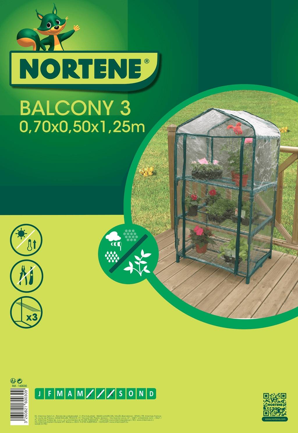 Nortène - Serre de balcon acier peinture époxy verte 0.70x0.50x1.25m NORTENE - Imagen 5