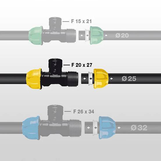 Jardibric - Té compression Ø 25 mm femelle 20x27 L.15 x l.6 x H.8 cm - JARDIBRIC - Image 3