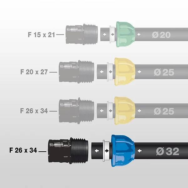 Jardibric - Raccord compression femelle Ø 32 mm x 26x34 - JARDIBRIC - Imagen 3