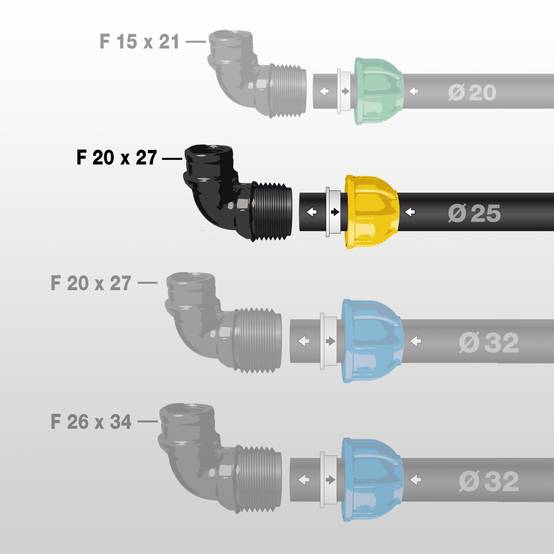 Jardibric - Coude compression plastique ø 25 mm femelle 20x27 - JARDIBRIC - Image 2