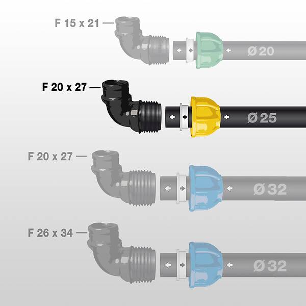 Jardibric - Coude compression plastique ø 25 mm femelle 20x27 - JARDIBRIC - Imagen 4