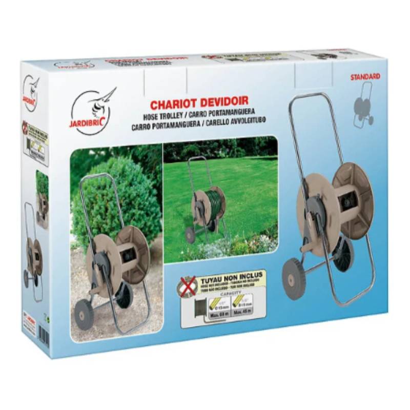 Jardibric - Chariot dévidoir plastique taupe Ø 15 mm 60 m - JARDIBRIC - Imagen 1