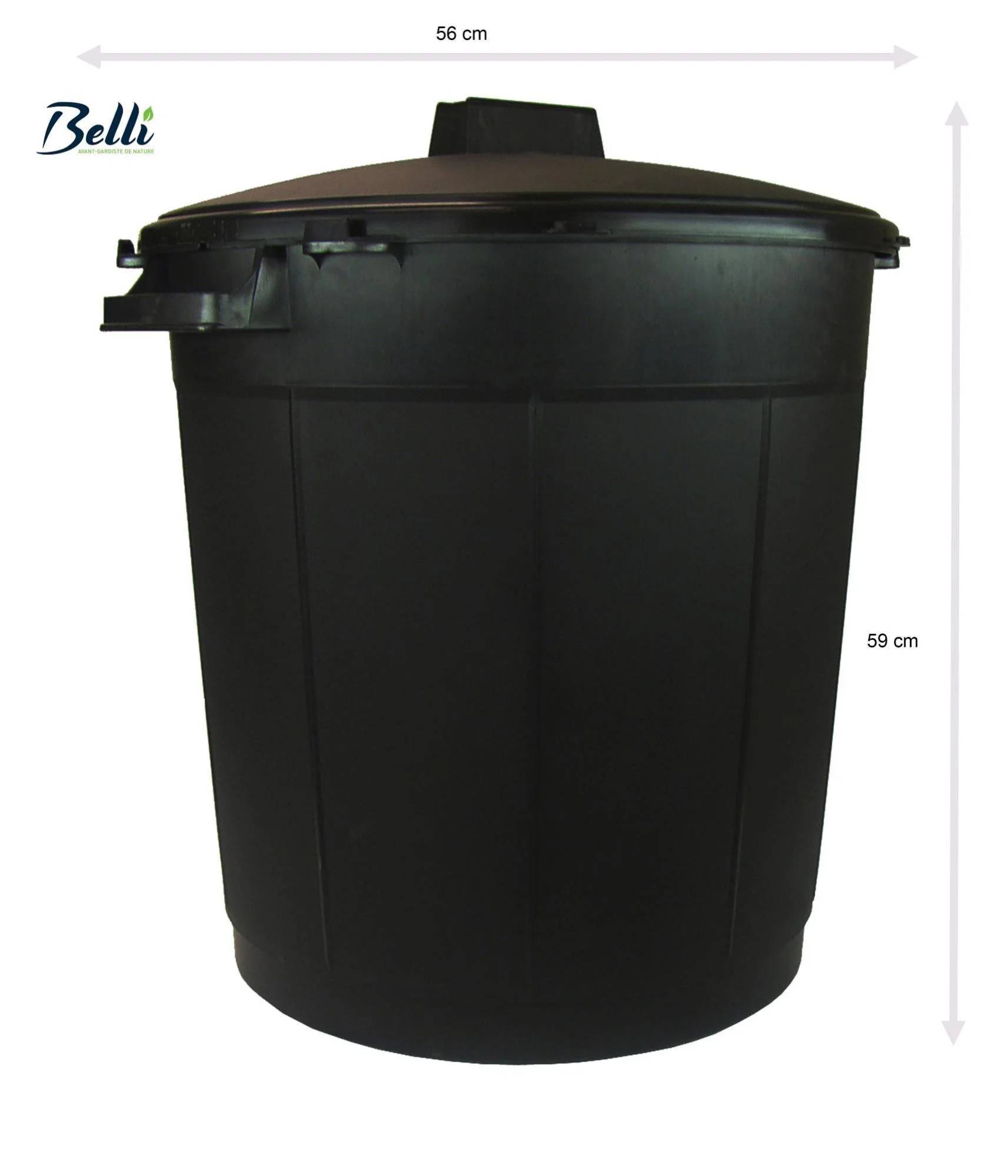Belli - Poubelle de jardin polypropylène noir Ø 56 cm H 59 cm - - Imagen 2