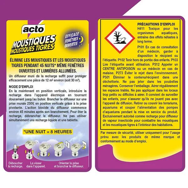 Acto - Recharge liquide moustiques 30 ml 45 nuits - ACTO - Imagen 7