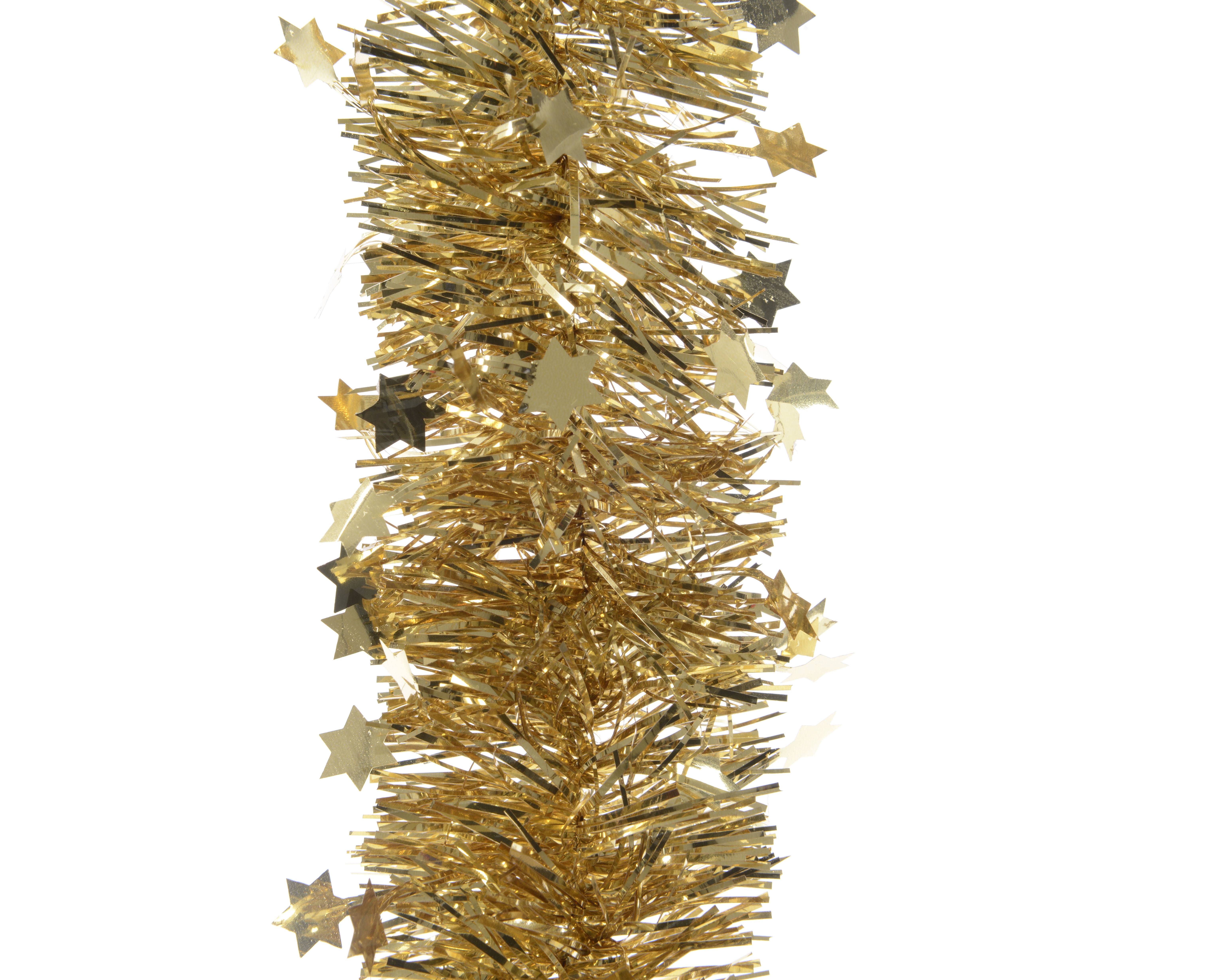 Decoris - Guirnalda brillante pet estrellas oro claro dia9.00-H270.00cm