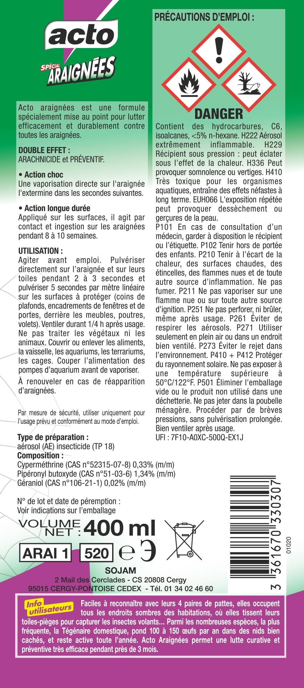 Acto - Aérosol anti Araignées - ACTO - Image 3