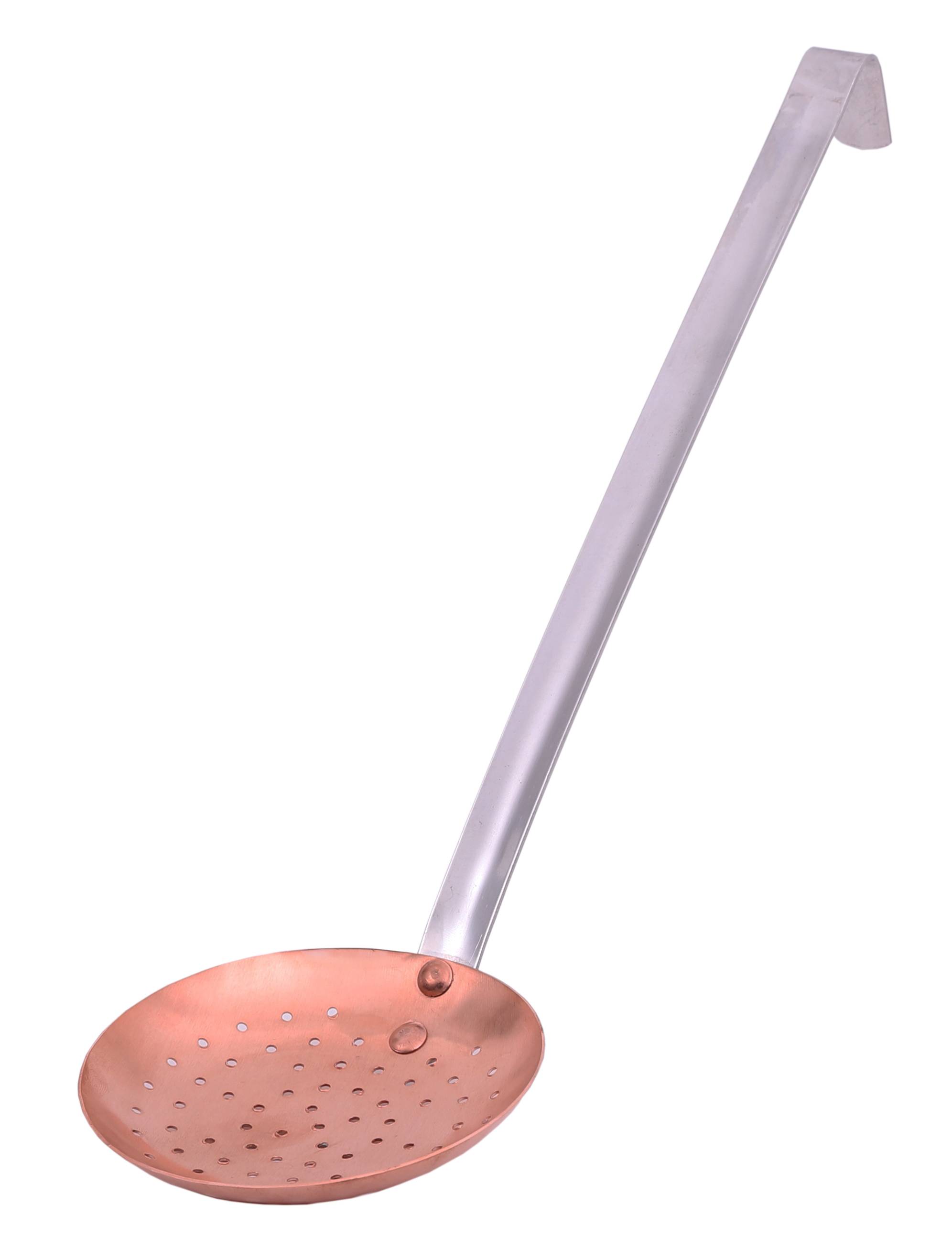LE PRATIQUE - Ecumoire cuivre manche inox L 12 cm l 9 cm H 35 cm – LE PARFAIT - Image 1