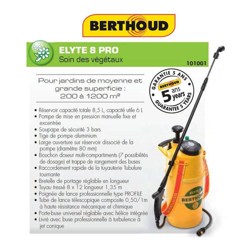 Pulvérisateur à Pression Préalable 8 L Jardin - BERTHOUD - Image 2