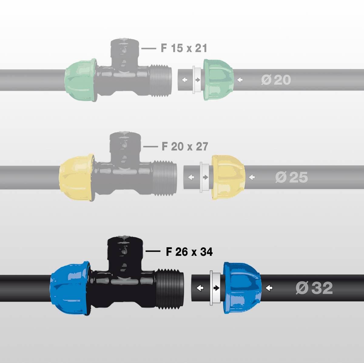 Jardibric - Té compression Ø 32 mm femelle 26x34 – JARDIBRIC - Image 2