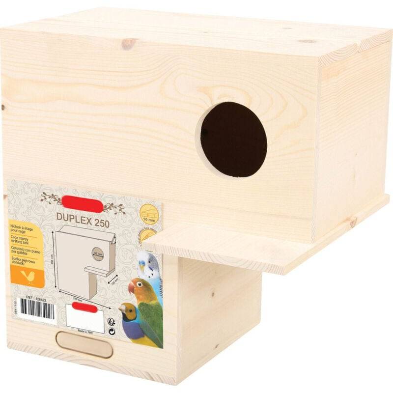 Nichoir duplex 250 en bois marron L.25 cm l.25 cm H.15 cm trou ø 6 cm - Zolux - Imagen 4