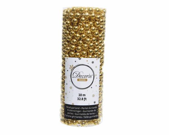 Decoris - Guirlande de perles plastique Or clair Ø.8 mm x L.10 m