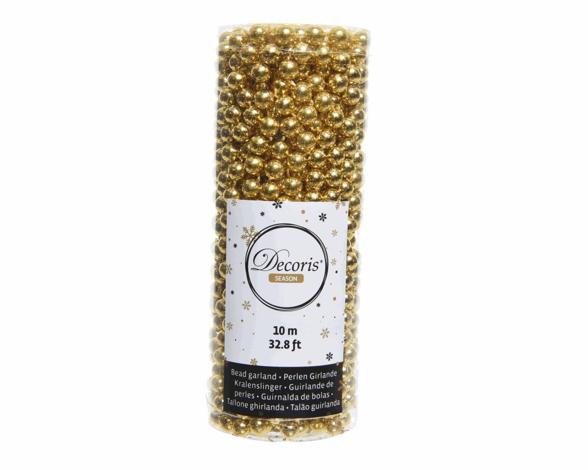 Decoris - Guirlande de perles plastique Or clair Ø.8 mm x L.10 m