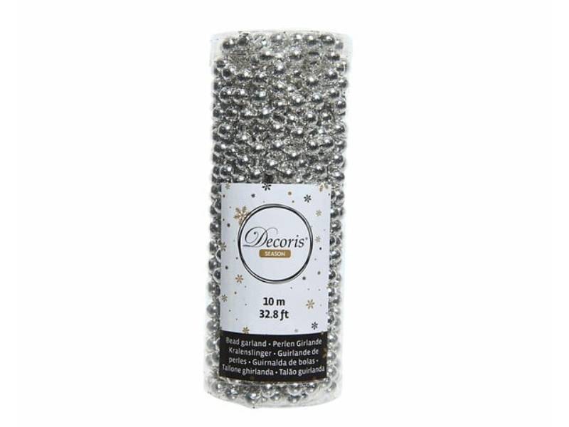 Decoris - Decoris - Guirlande de Perles Plastique Argent L.10 m