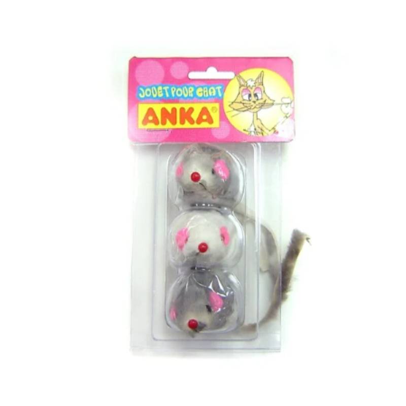Anka - Lot de 3 souris fourrure - ANKA