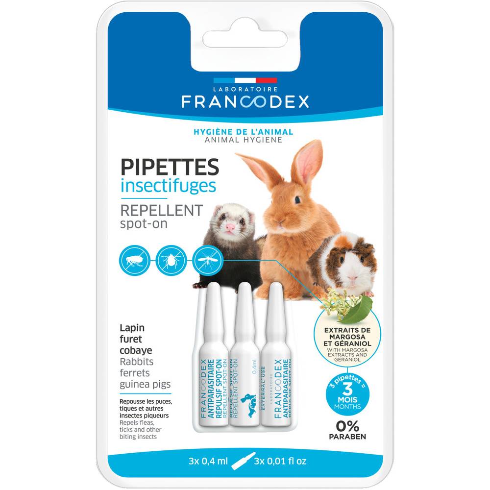 Francodex - Pipettes Insectifuges Lapin Furet Cobaye - FRANCODEX