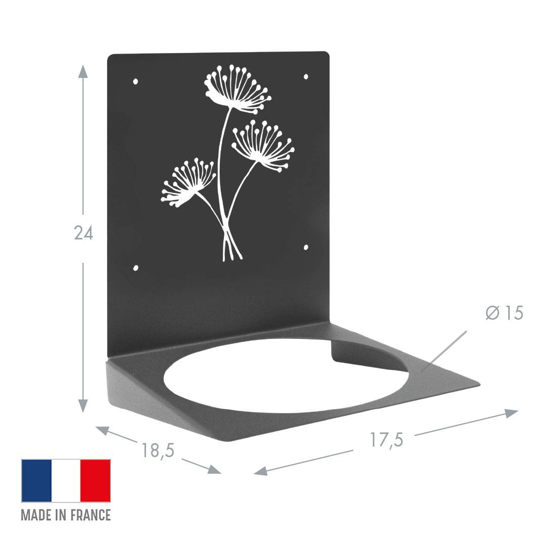 Aplique vegetal modelo Flor metal antracita L.18.5 cm H.24 cm - Louis moulin - Imagen 3