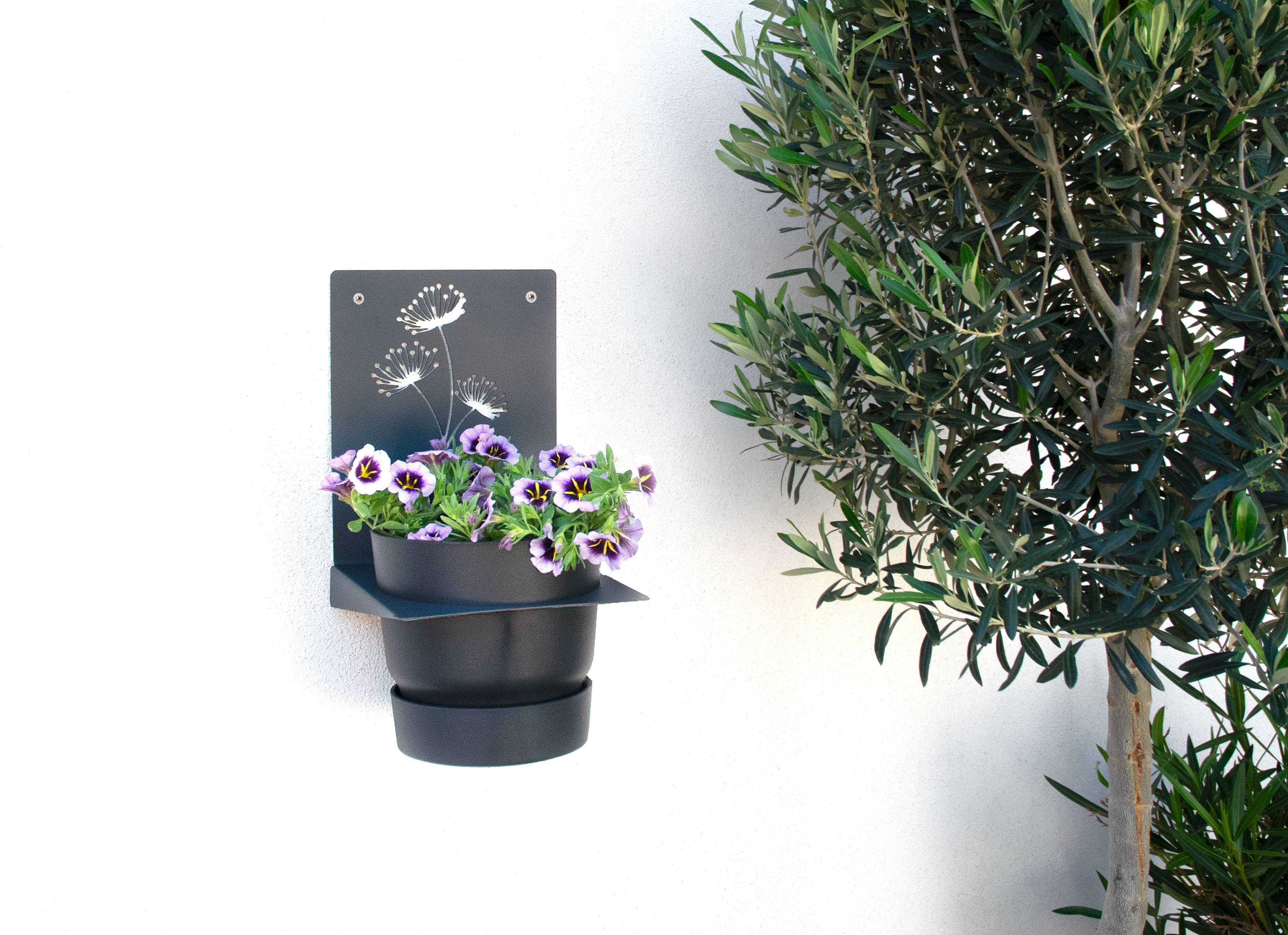 Aplique vegetal modelo Flor metal antracita L.18.5 cm H.24 cm - Louis moulin - Imagen 2