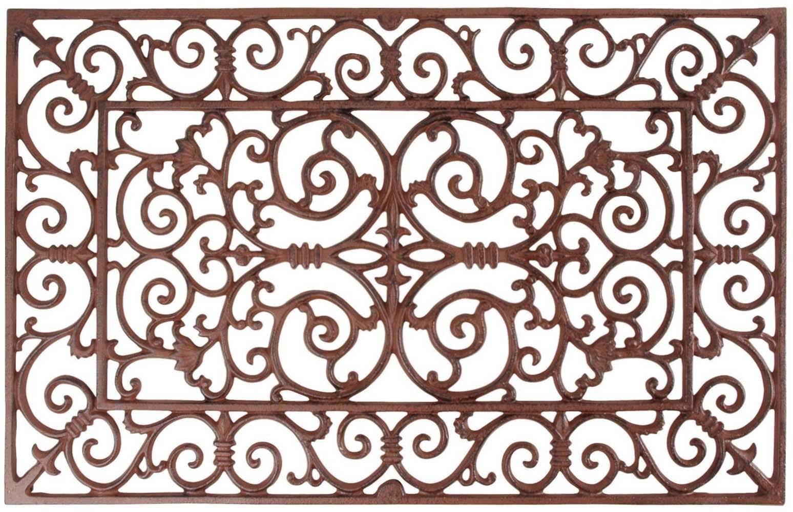 Paillasson grille en fonte brun L.71.5 cm l.46 cm H.1.9 cm - Esschert design - Image 1