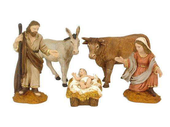 Oliver - Oliver - Ensemble nativité 5 personnages en durexine L.8 x H.8 cm