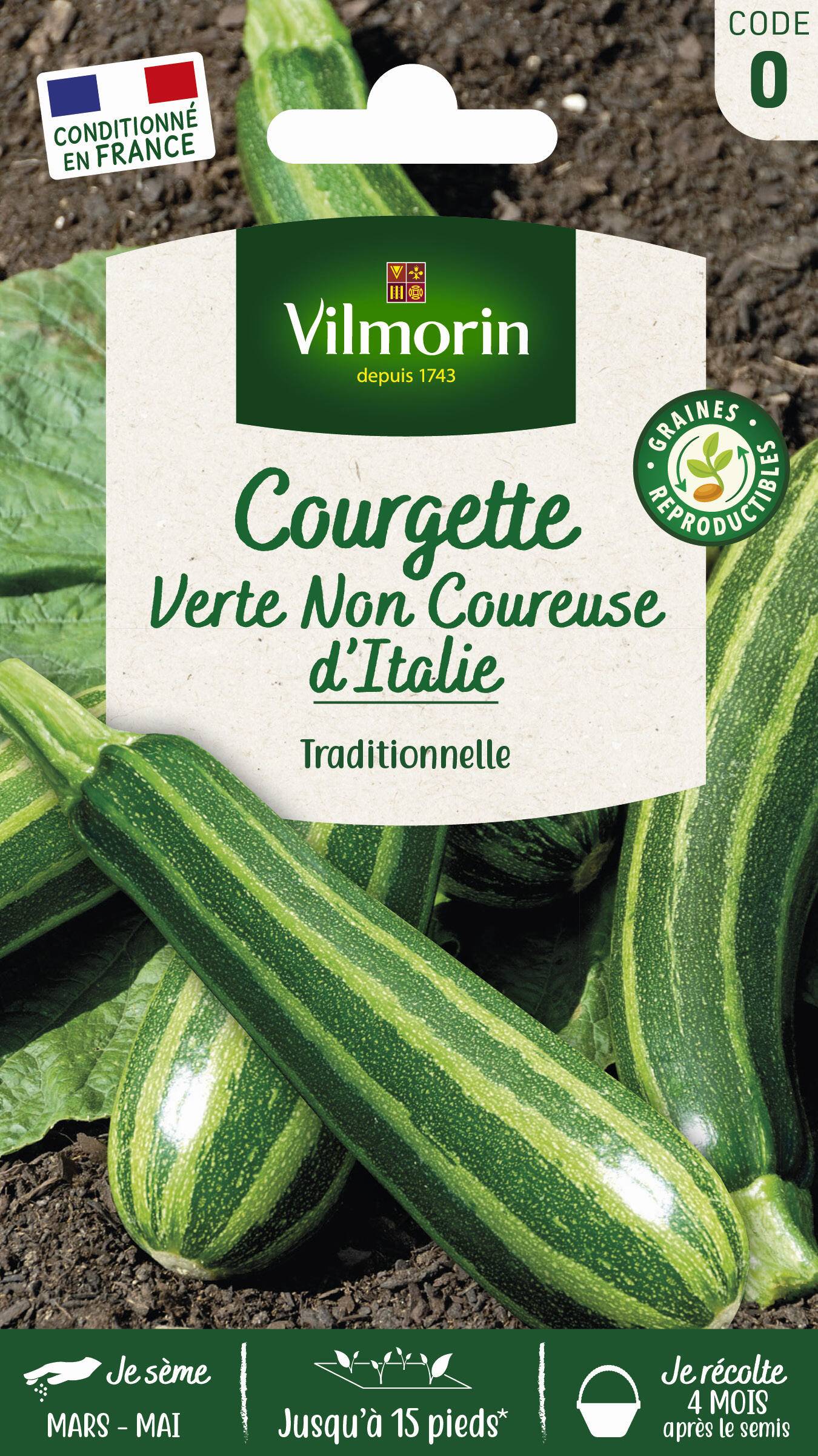 Vilmorin - Courgette non coureuse d Italie série 0 sachet graines 4 g - Vilmorin - Image 1