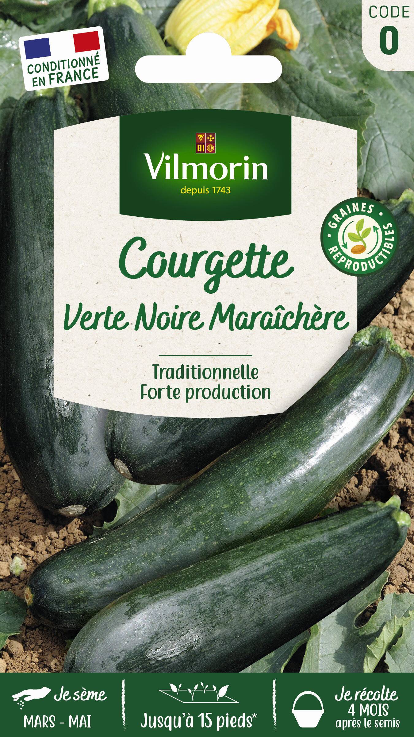 Vilmorin - Courgette verte noire maraichère série 0 sachet graines 4 g - Vilmorin - Image 1