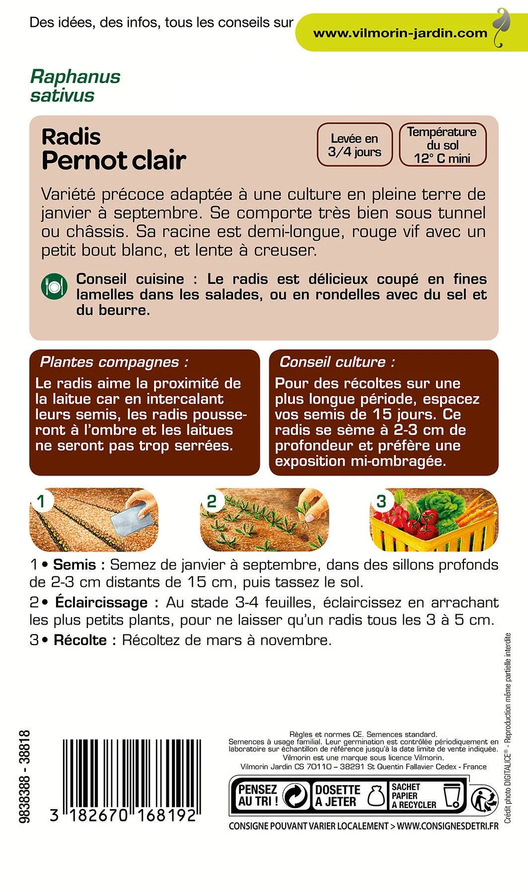 Vilmorin - Radis Pernot clair série 0 sachet graines 8 g - Vilmorin - Image 4