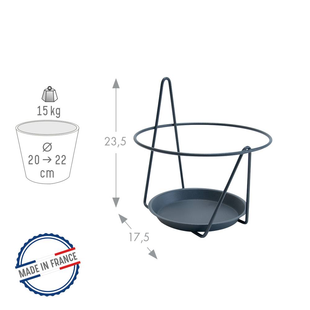 Louis Moulin - Louis Moulin Porte pot soucoupe mural Anthracite ⌀ 20-22 cm - Imagen 4