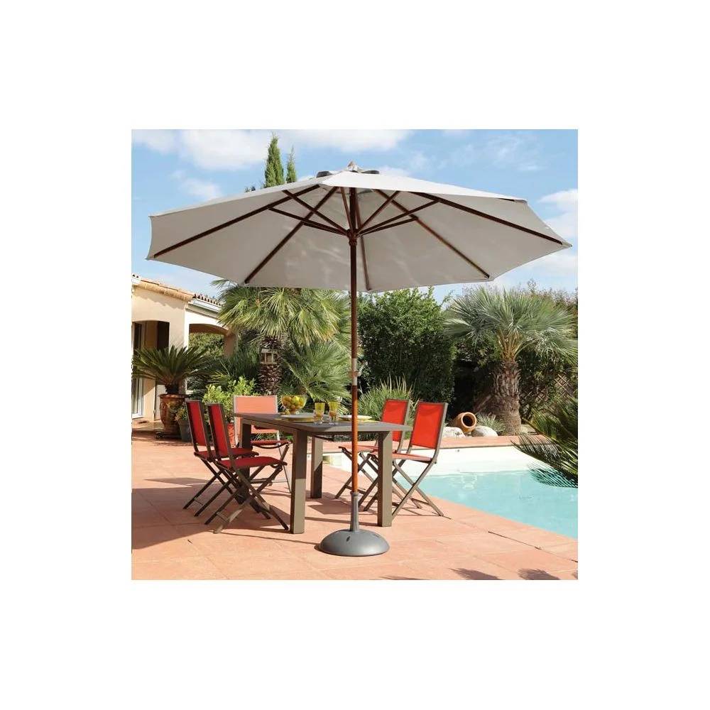 Pro Loisirs - Parasol Bois Manivelle Écru - PRO LOISIRS - Image 9