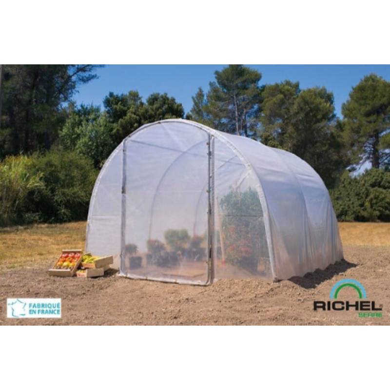 Richel Serre - Serre maraichère 9m² pied droit 1 porte acier galvanisé PE L. 3 x l. 3 x H. 2 m – Richel serre