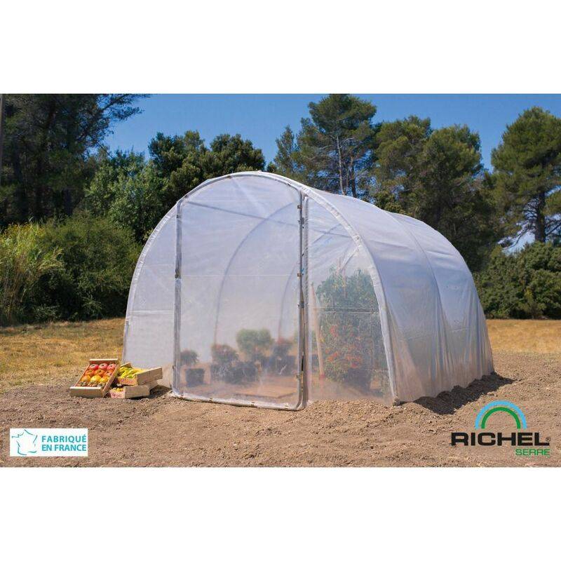 Richel Serre - Serre maraichère 9m² pied droit 1 porte acier galvanisé PE L. 3 x l. 3 x H. 2 m – Richel serre - Image 4
