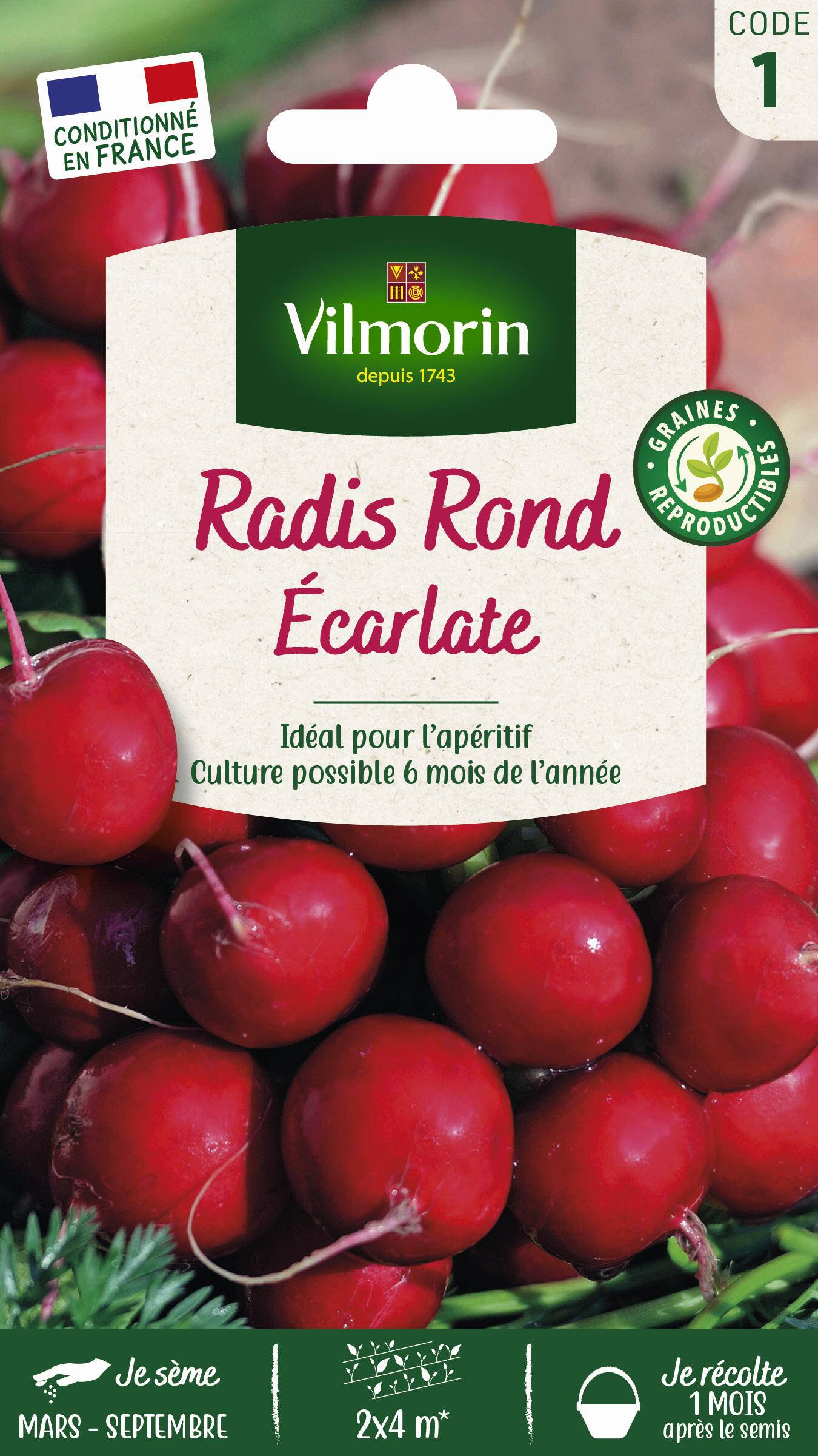 Vilmorin - Radis rond écarlate série 1 sachet graines 10 g - Vilmorin - Image 1