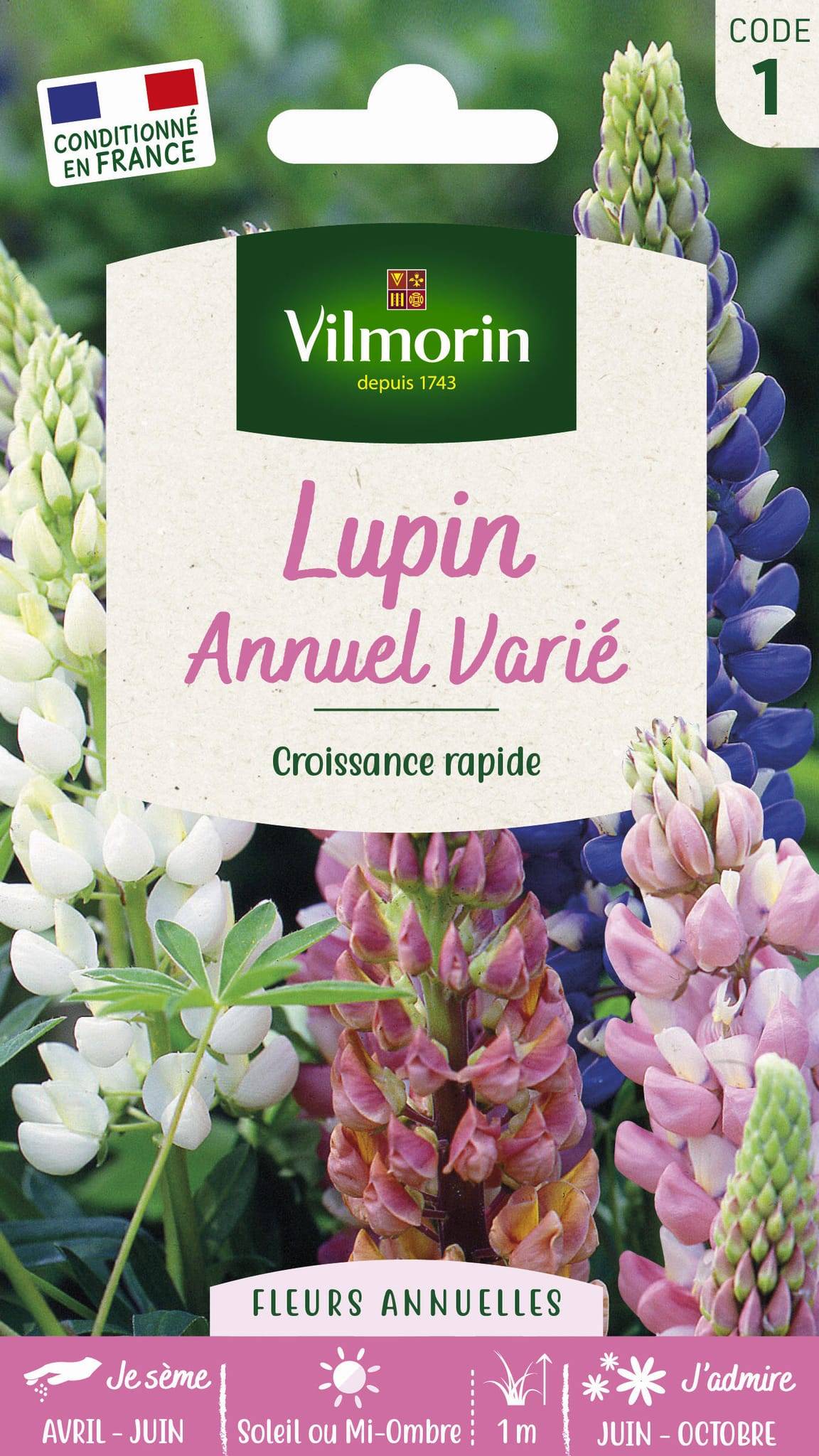 Vilmorin - Lupin annuel en mélange série 1 sachet graines 4 g - Vilmorin