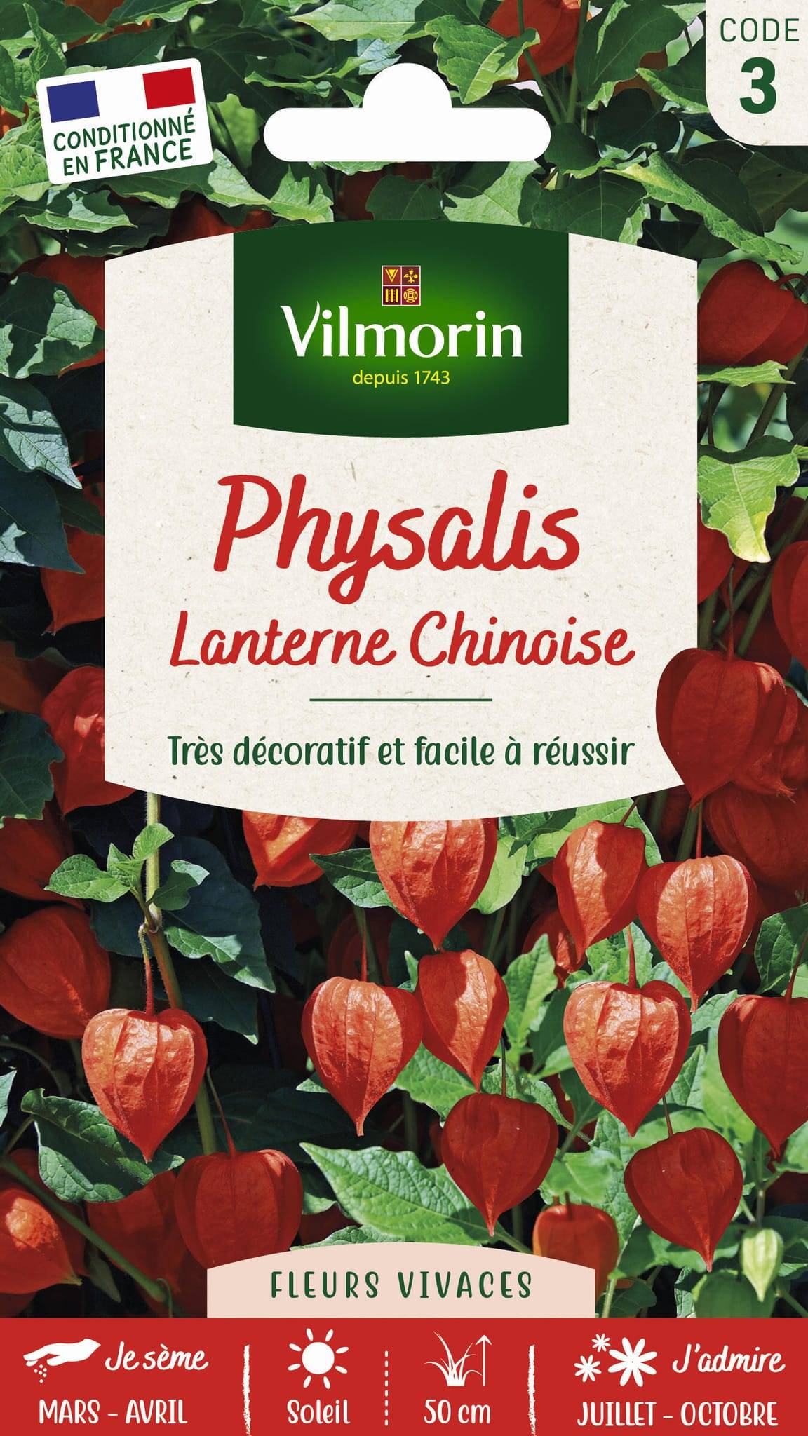 Vilmorin - Physalis lanterne chinoise série 3 sachet graines 1 g - Vilmorin