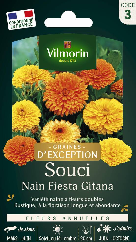 Vilmorin - Souci Nain Fiesta Gitana serie 3 sachet graines 3 g - Vilmorin - Image 1
