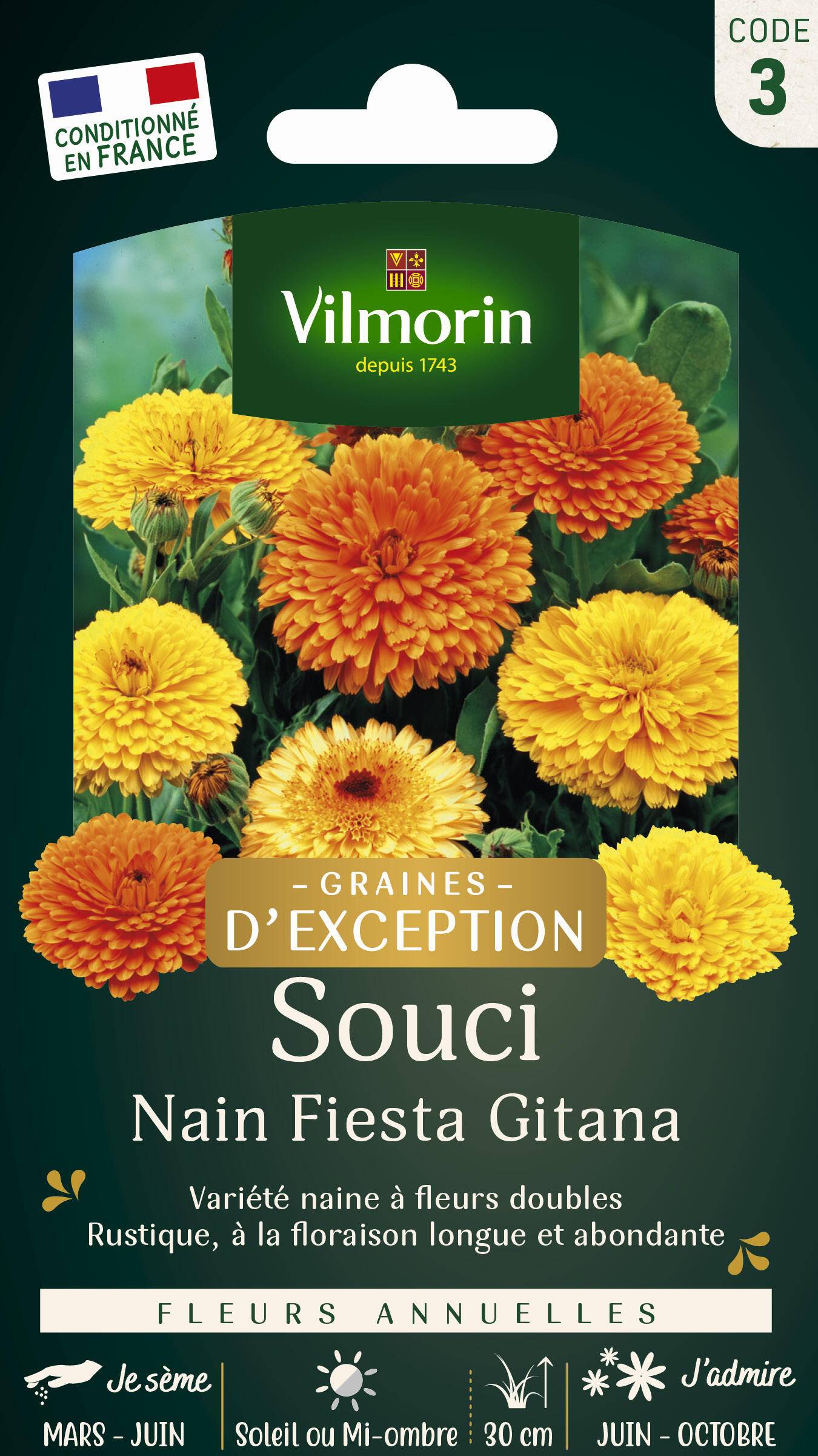 Vilmorin - Souci Nain Fiesta Gitana serie 3 sachet graines 3 g - Vilmorin