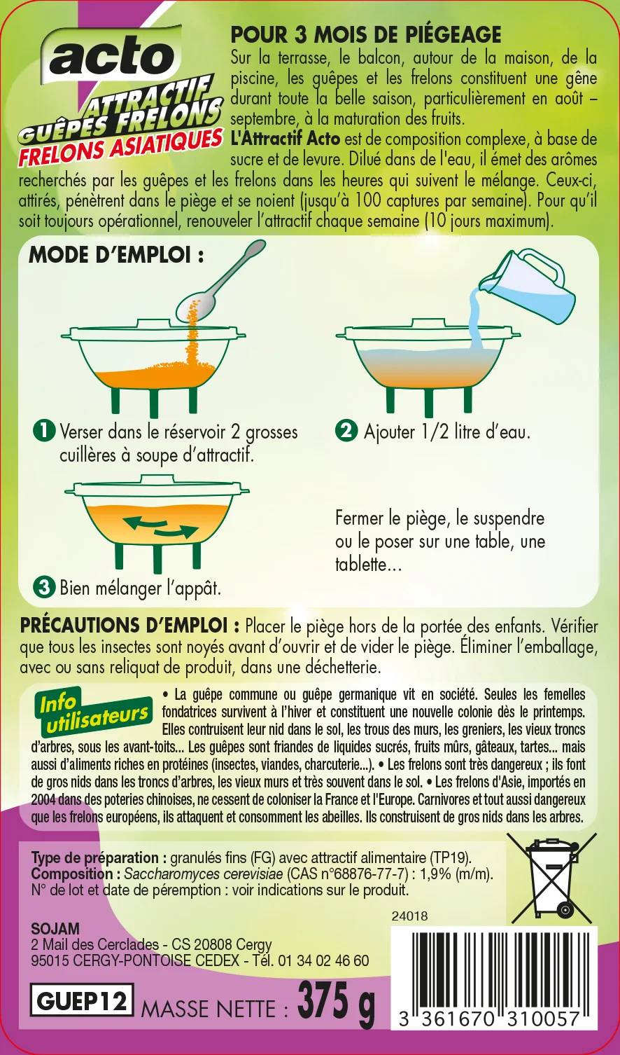 Acto - Attractif guêpes frelons – ACTO - Imagen 10