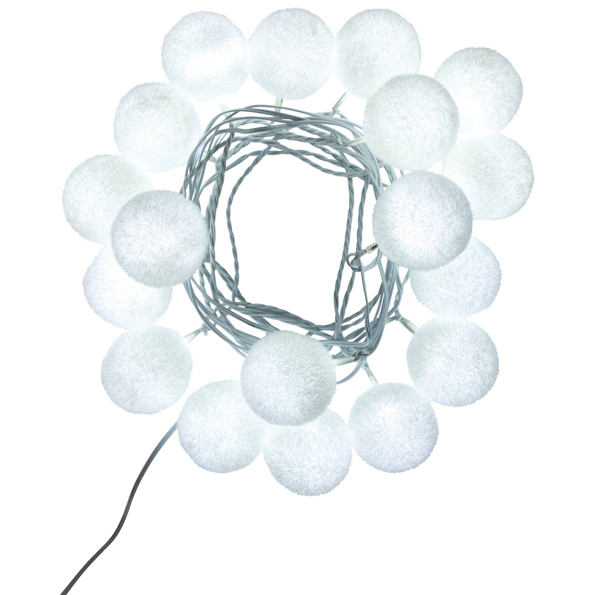 Blachere Illumination - Guirlande LED avec 18 boules en velours Blanc L.3,40 m - Imagen 5