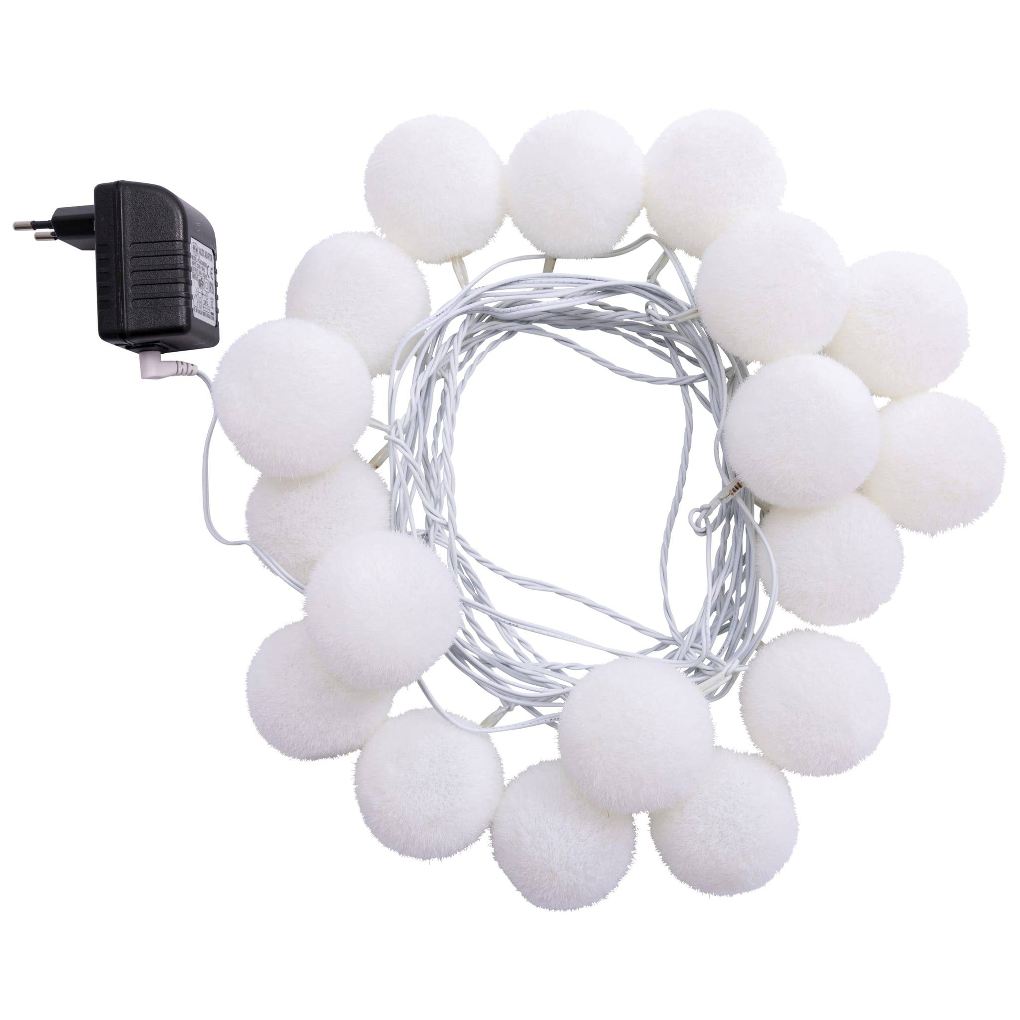 Blachere Illumination - Guirlande LED avec 18 boules en velours Blanc L.3,40 m - Imagen 1
