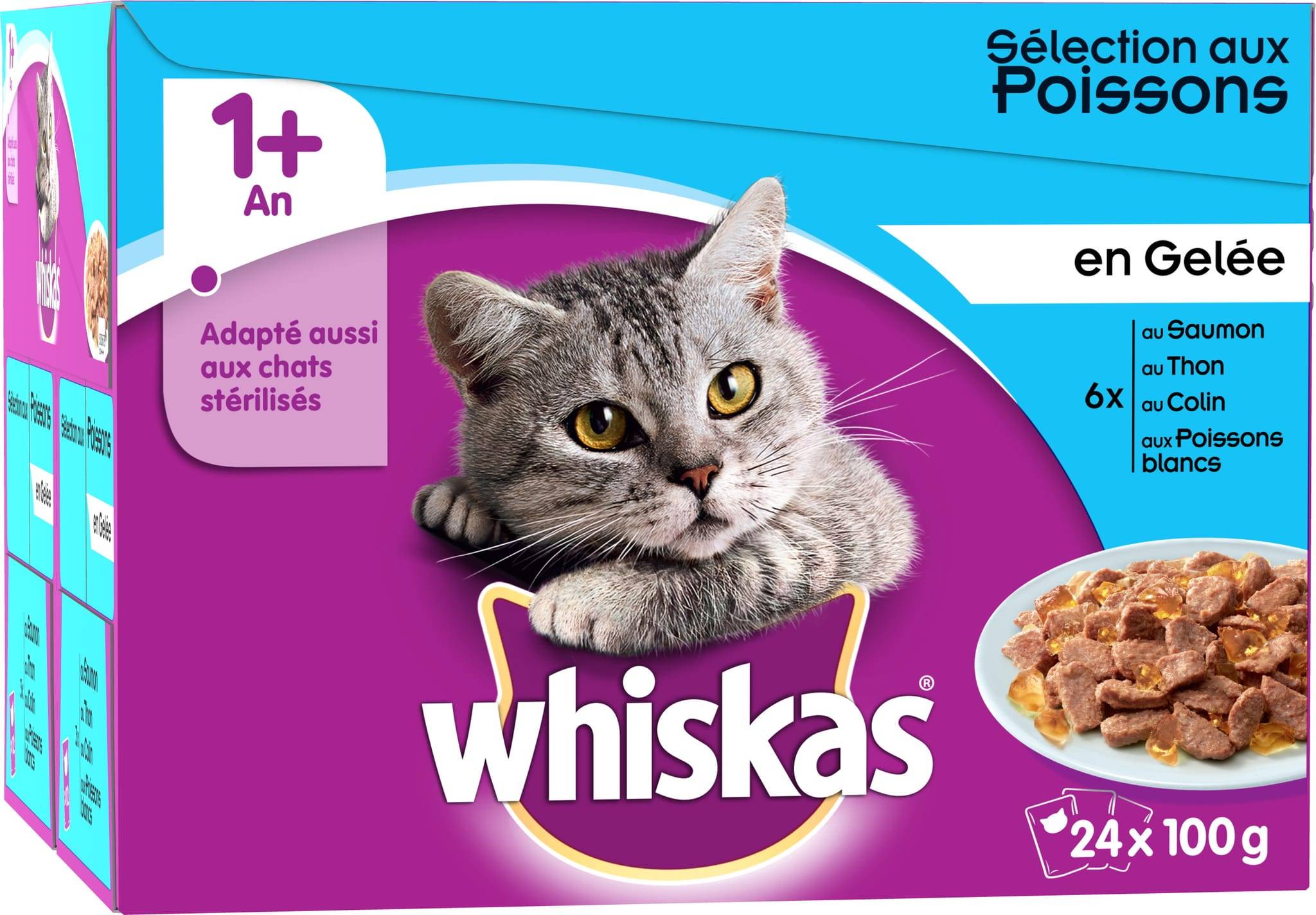 Whiskas sachets fraîcheur Poissons - chat 1+ 24x100g