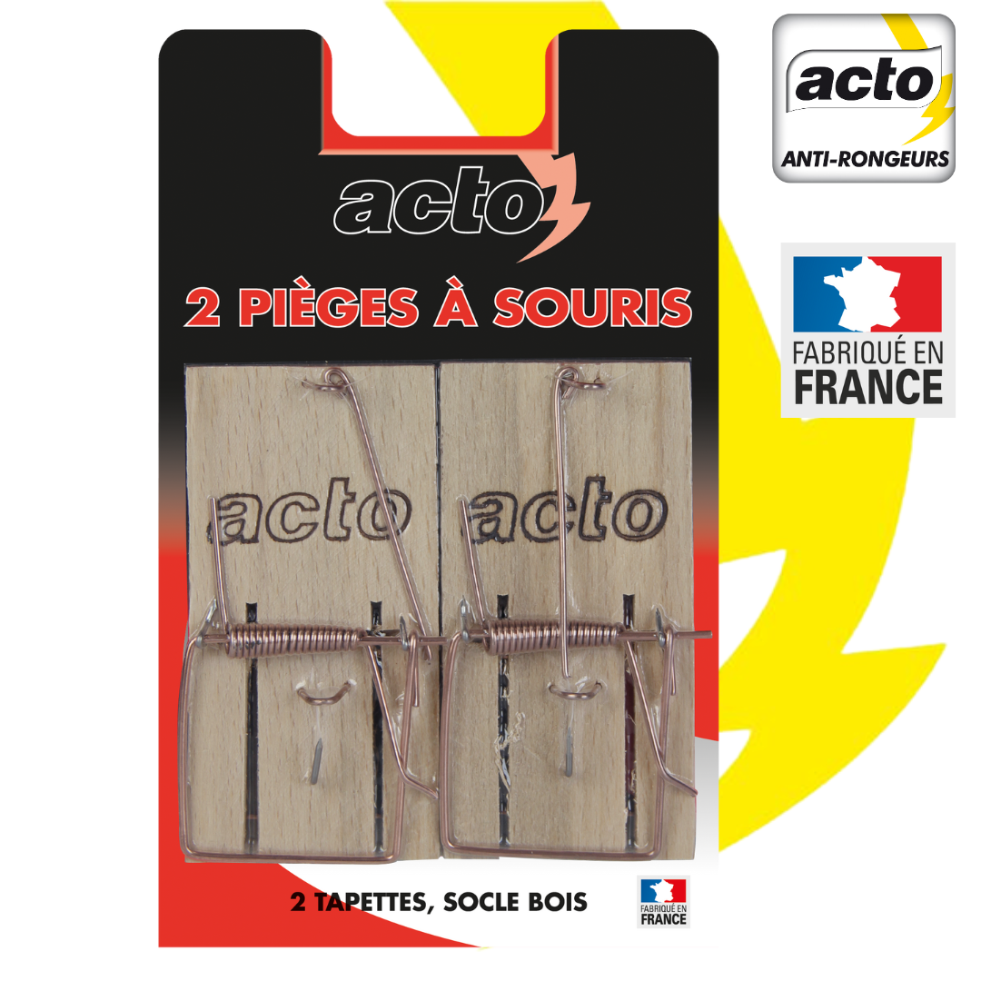 Pièges à souris piège traditionnel bois 2 pièces – ACTO - Imagen 1